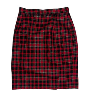 TALBOTS WOOL RED PLAID SPARKLE A-LINE SKIRT SIZE 6P